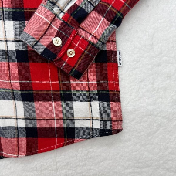 Peter Werth London Cotton Flannel Shirt Red Plaid Cabinecore Cozy Shirt Mens S - Picture 5 of 11